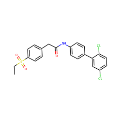 CCS(=O)(=O)c1ccc(CC(=O)Nc2ccc(-c3cc(Cl)ccc3Cl)cc2)cc1 ZINC000142515956
