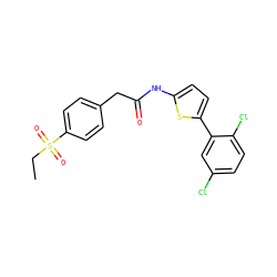 CCS(=O)(=O)c1ccc(CC(=O)Nc2ccc(-c3cc(Cl)ccc3Cl)s2)cc1 ZINC000473084126