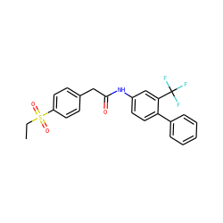 CCS(=O)(=O)c1ccc(CC(=O)Nc2ccc(-c3ccccc3)c(C(F)(F)F)c2)cc1 ZINC000143086226