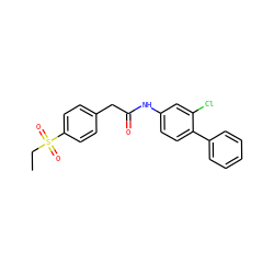 CCS(=O)(=O)c1ccc(CC(=O)Nc2ccc(-c3ccccc3)c(Cl)c2)cc1 ZINC000143103587