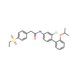 CCS(=O)(=O)c1ccc(CC(=O)Nc2ccc(-c3ccccc3OC(C)C)c(Cl)c2)cc1 ZINC000143210810