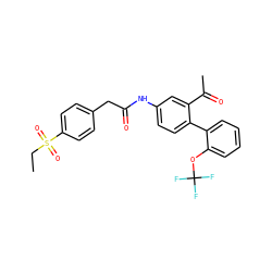 CCS(=O)(=O)c1ccc(CC(=O)Nc2ccc(-c3ccccc3OC(F)(F)F)c(C(C)=O)c2)cc1 ZINC000144541338