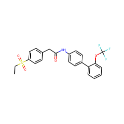 CCS(=O)(=O)c1ccc(CC(=O)Nc2ccc(-c3ccccc3OC(F)(F)F)cc2)cc1 ZINC000142517661