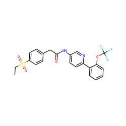CCS(=O)(=O)c1ccc(CC(=O)Nc2ccc(-c3ccccc3OC(F)(F)F)nc2)cc1 ZINC000143111656