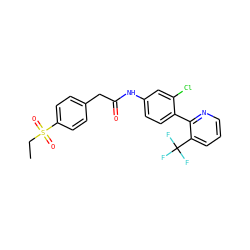 CCS(=O)(=O)c1ccc(CC(=O)Nc2ccc(-c3ncccc3C(F)(F)F)c(Cl)c2)cc1 ZINC000143098400