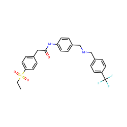 CCS(=O)(=O)c1ccc(CC(=O)Nc2ccc(CNCc3ccc(C(F)(F)F)cc3)cc2)cc1 ZINC000103257515