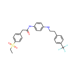 CCS(=O)(=O)c1ccc(CC(=O)Nc2ccc(NCCc3ccc(C(F)(F)F)cc3)cc2)cc1 ZINC000103257517