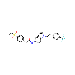 CCS(=O)(=O)c1ccc(CC(=O)Nc2ccc3c(ccn3CCc3ccc(C(F)(F)F)cc3)c2)cc1 ZINC000103257527