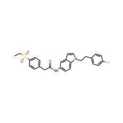 CCS(=O)(=O)c1ccc(CC(=O)Nc2ccc3c(ccn3CCc3ccc(F)cc3)c2)cc1 ZINC000103257534