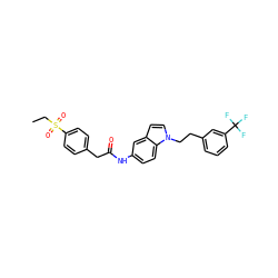 CCS(=O)(=O)c1ccc(CC(=O)Nc2ccc3c(ccn3CCc3cccc(C(F)(F)F)c3)c2)cc1 ZINC000103257547
