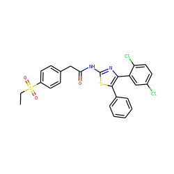 CCS(=O)(=O)c1ccc(CC(=O)Nc2nc(-c3cc(Cl)ccc3Cl)c(-c3ccccc3)s2)cc1 ZINC000263620807