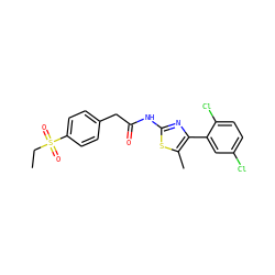 CCS(=O)(=O)c1ccc(CC(=O)Nc2nc(-c3cc(Cl)ccc3Cl)c(C)s2)cc1 ZINC000473099639
