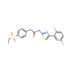 CCS(=O)(=O)c1ccc(CC(=O)Nc2nc(-c3cc(Cl)ccc3Cl)cs2)cc1 ZINC000010253052