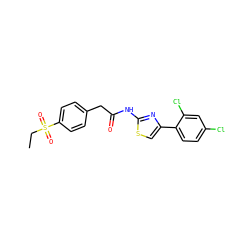 CCS(=O)(=O)c1ccc(CC(=O)Nc2nc(-c3ccc(Cl)cc3Cl)cs2)cc1 ZINC000010253130