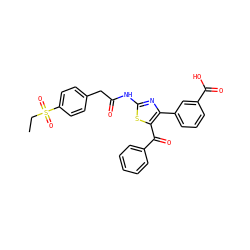 CCS(=O)(=O)c1ccc(CC(=O)Nc2nc(-c3cccc(C(=O)O)c3)c(C(=O)c3ccccc3)s2)cc1 ZINC000103232894