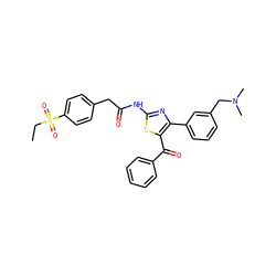 CCS(=O)(=O)c1ccc(CC(=O)Nc2nc(-c3cccc(CN(C)C)c3)c(C(=O)c3ccccc3)s2)cc1 ZINC000103232892