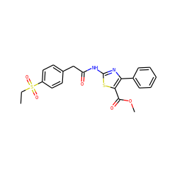 CCS(=O)(=O)c1ccc(CC(=O)Nc2nc(-c3ccccc3)c(C(=O)OC)s2)cc1 ZINC000103235250