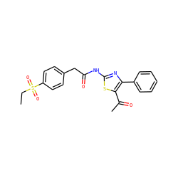 CCS(=O)(=O)c1ccc(CC(=O)Nc2nc(-c3ccccc3)c(C(C)=O)s2)cc1 ZINC000010253041