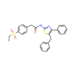 CCS(=O)(=O)c1ccc(CC(=O)Nc2nc(-c3ccccc3)c(Cc3ccccc3)s2)cc1 ZINC000103235248