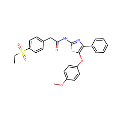 CCS(=O)(=O)c1ccc(CC(=O)Nc2nc(-c3ccccc3)c(Oc3ccc(OC)cc3)s2)cc1 ZINC000203337996