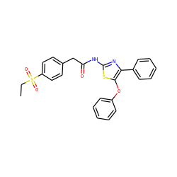 CCS(=O)(=O)c1ccc(CC(=O)Nc2nc(-c3ccccc3)c(Oc3ccccc3)s2)cc1 ZINC000103238222