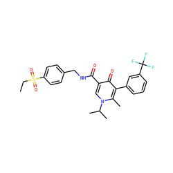 CCS(=O)(=O)c1ccc(CNC(=O)c2cn(C(C)C)c(C)c(-c3cccc(C(F)(F)F)c3)c2=O)cc1 ZINC000148769327