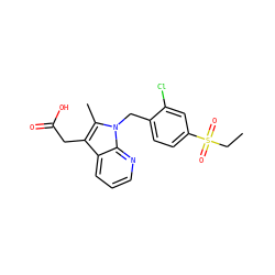 CCS(=O)(=O)c1ccc(Cn2c(C)c(CC(=O)O)c3cccnc32)c(Cl)c1 ZINC000038279930