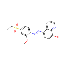 CCS(=O)(=O)c1ccc(N=Nc2ccc(O)c3ncccc23)c(OC)c1 ZINC000299813209