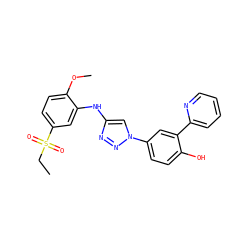 CCS(=O)(=O)c1ccc(OC)c(Nc2cn(-c3ccc(O)c(-c4ccccn4)c3)nn2)c1 ZINC000060386928
