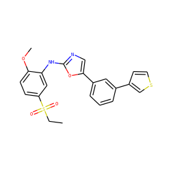 CCS(=O)(=O)c1ccc(OC)c(Nc2ncc(-c3cccc(-c4ccsc4)c3)o2)c1 ZINC000013611327