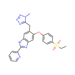 CCS(=O)(=O)c1ccc(Oc2cc3nc(-c4ccccn4)[nH]c3cc2Cc2nnnn2C)cc1 ZINC000045340357
