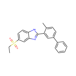 CCS(=O)(=O)c1ccc2[nH]c(-c3cc(-c4ccccc4)ccc3C)nc2c1 ZINC000084688065