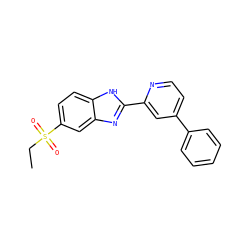 CCS(=O)(=O)c1ccc2[nH]c(-c3cc(-c4ccccc4)ccn3)nc2c1 ZINC000084688371