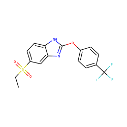 CCS(=O)(=O)c1ccc2[nH]c(Oc3ccc(C(F)(F)F)cc3)nc2c1 ZINC000095593907