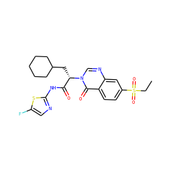 CCS(=O)(=O)c1ccc2c(=O)n([C@@H](CC3CCCCC3)C(=O)Nc3ncc(F)s3)cnc2c1 ZINC000095604757