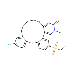 CCS(=O)(=O)c1ccc2c(c1)-c1cn(C)c(=O)cc1OCCCCc1cc(F)ccc1O2 ZINC000653746705