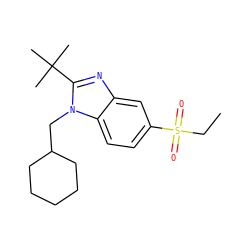 CCS(=O)(=O)c1ccc2c(c1)nc(C(C)(C)C)n2CC1CCCCC1 ZINC000029046688