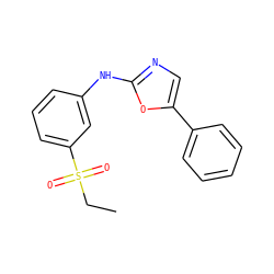 CCS(=O)(=O)c1cccc(Nc2ncc(-c3ccccc3)o2)c1 ZINC000013611265