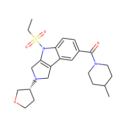 CCS(=O)(=O)n1c2c(c3cc(C(=O)N4CCC(C)CC4)ccc31)CN([C@@H]1CCOC1)C2 ZINC000028955324