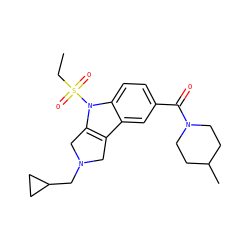 CCS(=O)(=O)n1c2c(c3cc(C(=O)N4CCC(C)CC4)ccc31)CN(CC1CC1)C2 ZINC000028955374