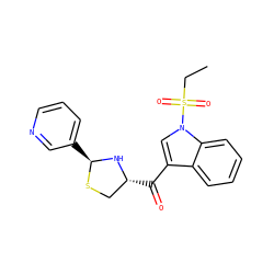 CCS(=O)(=O)n1cc(C(=O)[C@@H]2CS[C@@H](c3cccnc3)N2)c2ccccc21 ZINC000013737473