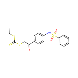CCSC(=S)SCC(=O)c1ccc(NS(=O)(=O)c2ccccc2)cc1 ZINC000040410208