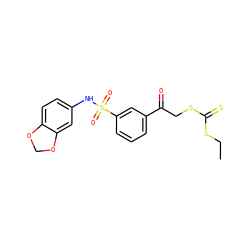 CCSC(=S)SCC(=O)c1cccc(S(=O)(=O)Nc2ccc3c(c2)OCO3)c1 ZINC000040935293
