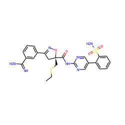 CCSC[C@@]1(C(=O)Nc2ncc(-c3ccccc3S(N)(=O)=O)cn2)CC(c2cccc(C(=N)N)c2)=NO1 ZINC000026660117