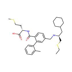 CCSC[C@H](CC1CCCCC1)NCc1ccc(C(=O)N[C@@H](CCSC)C(=O)O)c(-c2ccccc2C)c1 ZINC000003982102
