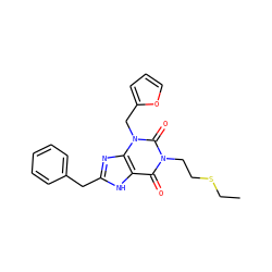 CCSCCn1c(=O)c2[nH]c(Cc3ccccc3)nc2n(Cc2ccco2)c1=O ZINC000045387791