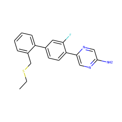CCSCc1ccccc1-c1ccc(-c2cnc(N)cn2)c(F)c1 ZINC000224704867