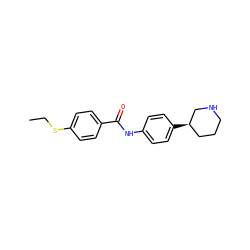 CCSc1ccc(C(=O)Nc2ccc([C@@H]3CCCNC3)cc2)cc1 ZINC000117723602