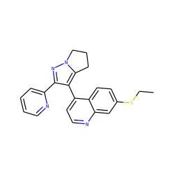 CCSc1ccc2c(-c3c(-c4ccccn4)nn4c3CCC4)ccnc2c1 ZINC000027182663