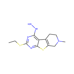 CCSc1nc(NN)c2c3c(sc2n1)CN(C)CC3 ZINC000019882135